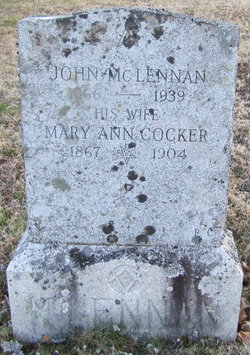 Photo of headstones/John McLennan_Mary Ann Cocker Headstone